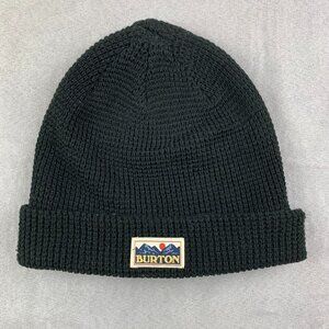 Burton Mens Winter Hat One Size Black Waffle Knit Toque Beanie Snowboarding